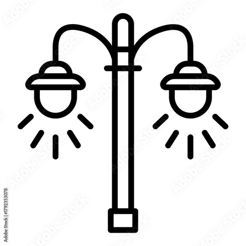 Street Light icon vector image. Can be used for Retro.