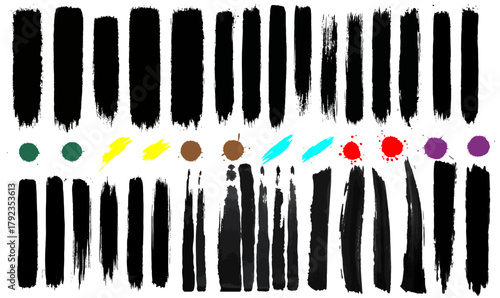 Grunge Brush Stroke & Ink Blot Collection, Mixed Media Brush Strokes and Splatter Elements, grunge brush strokes, ink blot collection, paint splatters, mixed media brushes, vector brush strokes, gru,