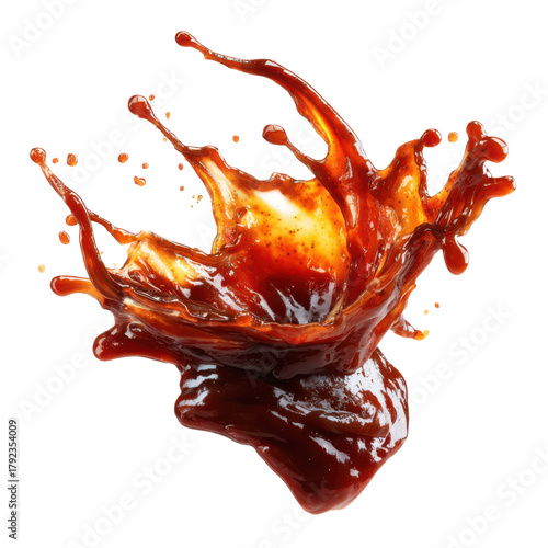 Dynamic Splash of Tasty Barbecue Sauce Isolated on Transparent Background