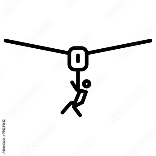 Zip Lining icon vector image. Can be used for Adventure.
