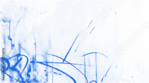 Grunge urban aerosol paint spray background with halftone punk texture. Blue drips and splashes in abstract street vector design.