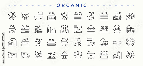 Organic icon. Event line icon set. Contains such symbols as ecology, eco, tree, basil and leaves, leaf and more. Pixel perfect. Vector illustration.