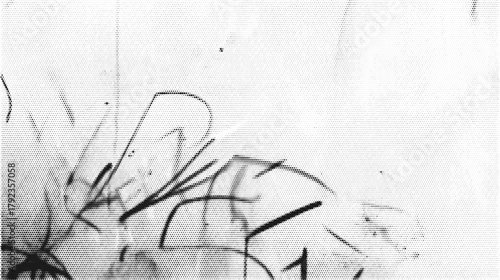 Black halftone faded graffiti lines with gradient tone and soft ink texture. Abstract grunge spray background in punk street style for poster, paper, or modern design.