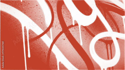 Red graffiti halftone dripping pattern with rough paint marks and comic texture. Punk street spray art background for retro poster, template, or banner design.