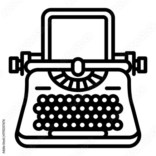 Typewriter With Tablet icon vector image. Can be used for Printing.