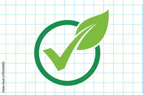 Check mark with leaf inside circle