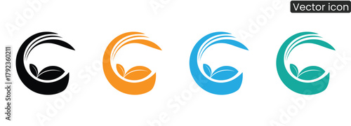 Clean and modern eco logo set for sustainable brand identity. These abstract leaf designs evoke nature, growth, and organic products in a minimalist style.