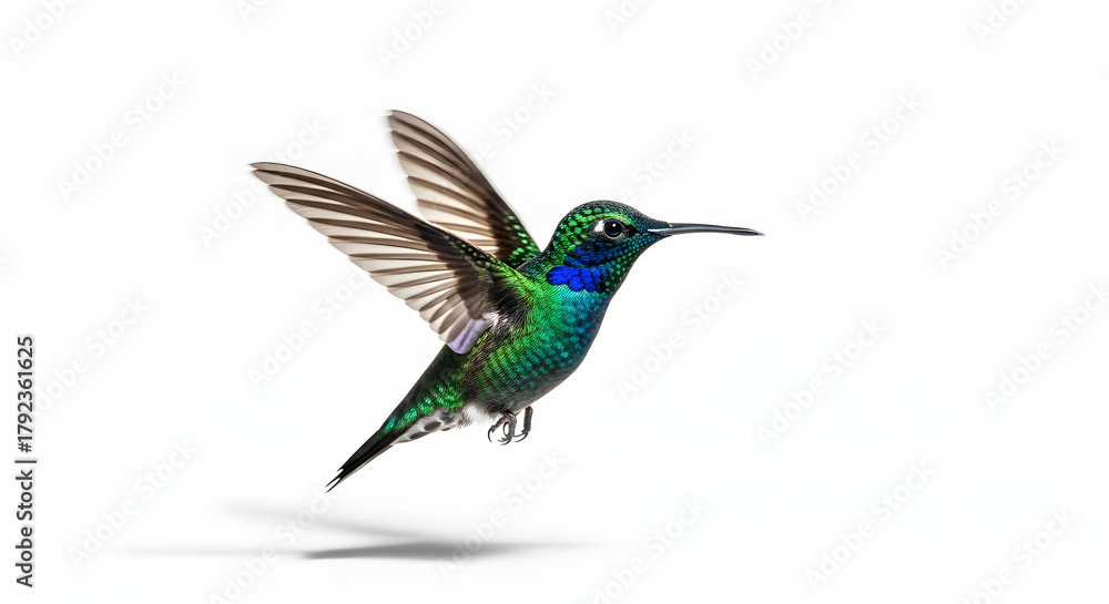 Fototapeta premium Vibrant Hummingbird Hovering with Iridescent Feathers