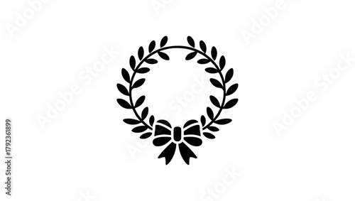 image a logo for christmas wreath black and white vector logo icon minimal logo