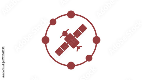Satellite icon with orbiting nodes a simple flat vector illustration isolated on white background for technology and communication concepts