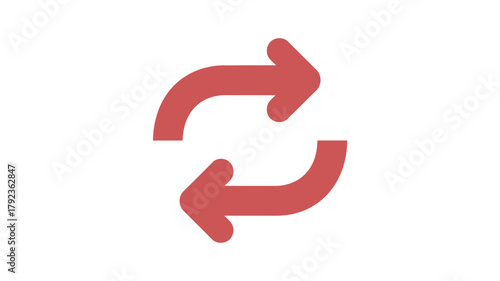 Red refresh arrow icon simple flat vector design element isolated on white background