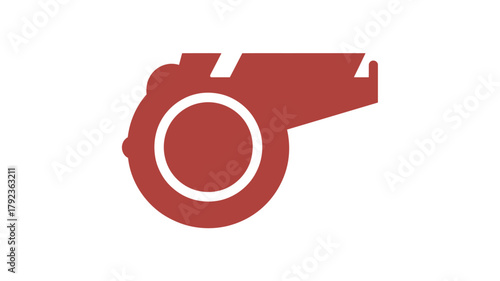Red whistle icon simple flat vector design isolated on white background for sport or safety applications