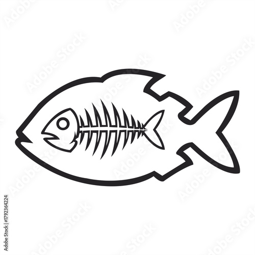 Fishbone Illustration Skeleton Ichthyology Outline Seafood Graphic Nature Icon Marine Biology Anatomy Anatomy Underwater