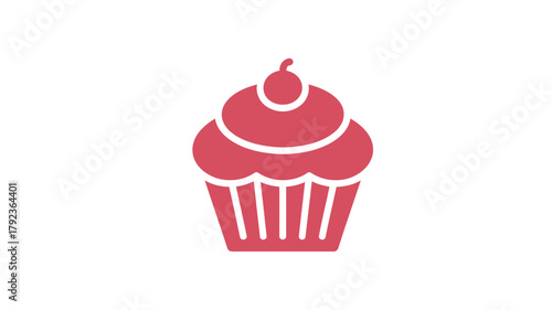 Cupcake icon simple flat vector design element isolated on white background