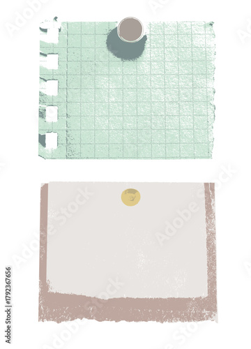 ノートをちぎった紙と押しピン メニューのあしらい 装飾素材