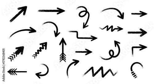 Collection of various black arrow illustrations, pointing in different directions, with diverse designs.