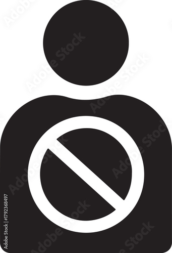 Access denied icon silhouette showing restricted entry in clean isolated vector style.