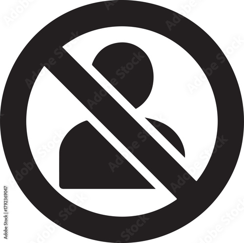 Blocked user icon silhouette showing restricted access symbol in clean isolated vector style.