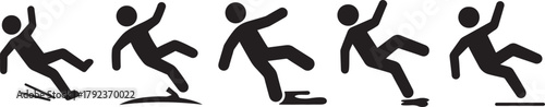 Falling people man slipped icon set silhouette showing accidents and caution in vector style.
