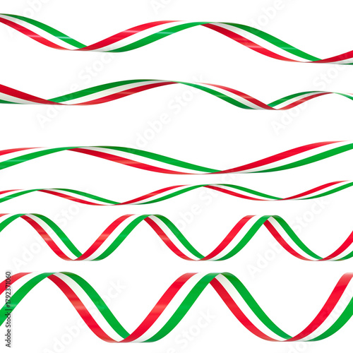 Italian flag ribbbon 3d tricolor isolated