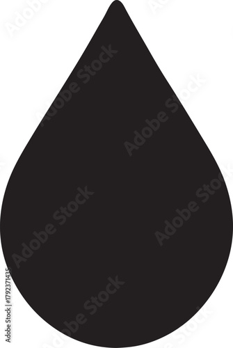 Minimal water drop icon silhouette showing single droplet in clean isolated vector style.