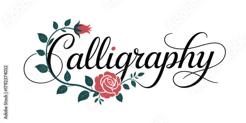 Floral with ornament rose calligraphy transparent vine