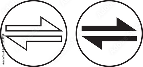 Swap arrow icon in circular. Flat vector icon representing transfer, swap, exchange, spin, or flip actions. exchange arrow icons - Swap icon with two arrows.
