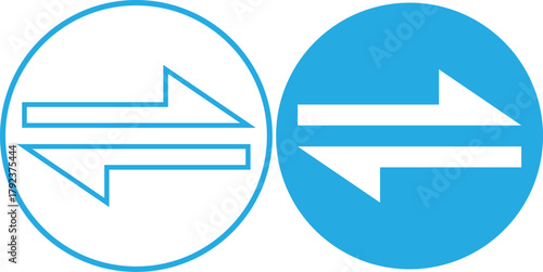Swap arrow icon in circular. Flat vector icon representing transfer, swap, exchange, spin, or flip actions. exchange arrow icons - Swap icon with two arrows.
