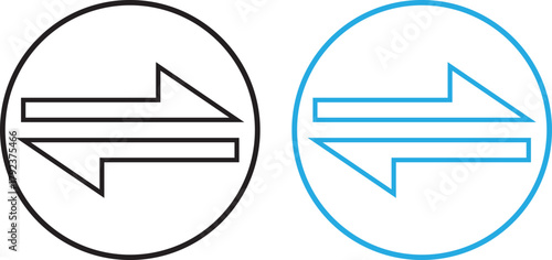 Swap arrow icon in circular. Flat vector icon representing transfer, swap, exchange, spin, or flip actions. exchange arrow icons - Swap icon with two arrows.
