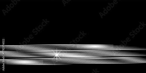 Colorful light trails, long time exposure motion blur effect. Red and blue glowing neon lights lines. Red blue special effect, speed police line. Magic of moving fast line