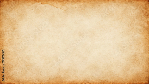 Vintage parchment paper texture with aged brown border and faded center, perfect for historical documents or antique backgrounds