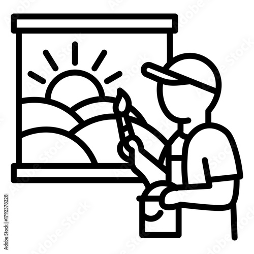 Mural Painting icon vector image. Can be used for Archeology.