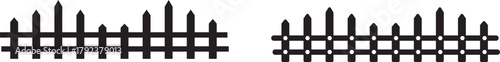 Fence icons set. Various fence icon set in black and transparent background different styles
