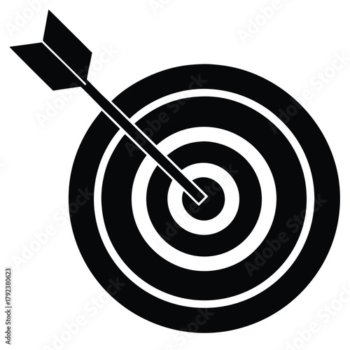 target with arrow hitting bullseye vector icon