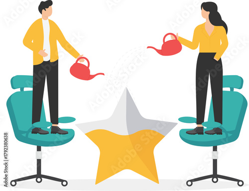 Growing knowledge or innovative idea, developing creativity for succeeding business or career growth, team development concept.

