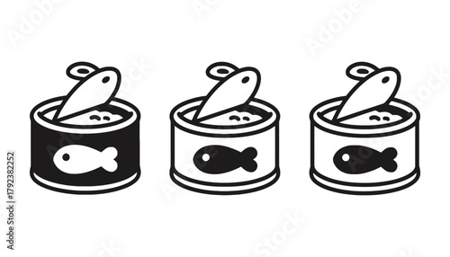 Canned fish vector illustration open can of seafood tuna design