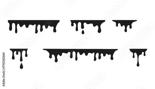 Black dripping paint vector illustration design elements set