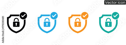 Instantly convey robust digital security and verified access with these versatile shield and lock icons. Perfect for safeguarding data and building trust.