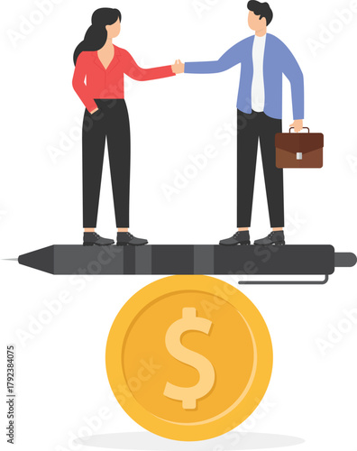 Perfect negotiation of business benefits, investment partnership, sign contract, collaboration or cooperation concept.
