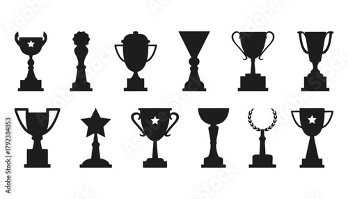 Trophy vector set collection of awards and achievement icons
