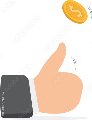 Flip a coin to make a decision, uncertainty in decision making, randomness and risk, taking chances,
