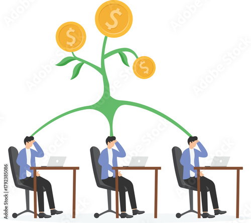 Brainstorming to finding best idea for business, teamwork, collaboration,

