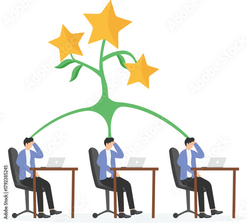 Brainstorming to finding best idea for business, teamwork, collaboration,

