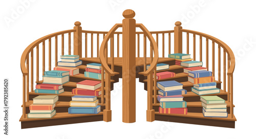 Spiral Bookshelves in a Cozy Library Atmosphere