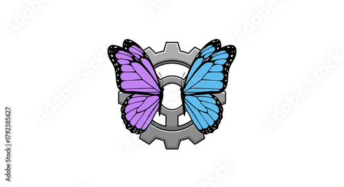 Butterfly Innovation, Industrial Imagery, Graphic Design, Modern Aesthetics, Digital Art