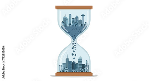 Hourglass Illustrating Urban Life and Change in a Contemporary Environment