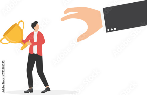 Traps and baits, investment temptations and risks, scams or frauds, businessmen climbing on fishhooks

