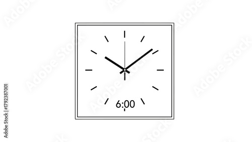 A square analog clock with a digital display showing 600