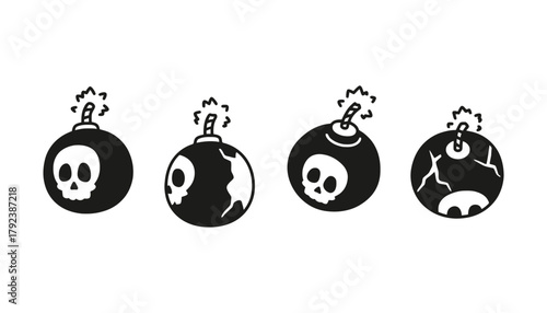 Vector illustration of skull bomb isolated on white background