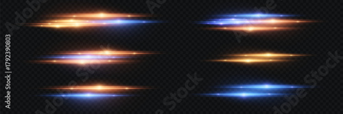 Collection of light effects, magic flashes.